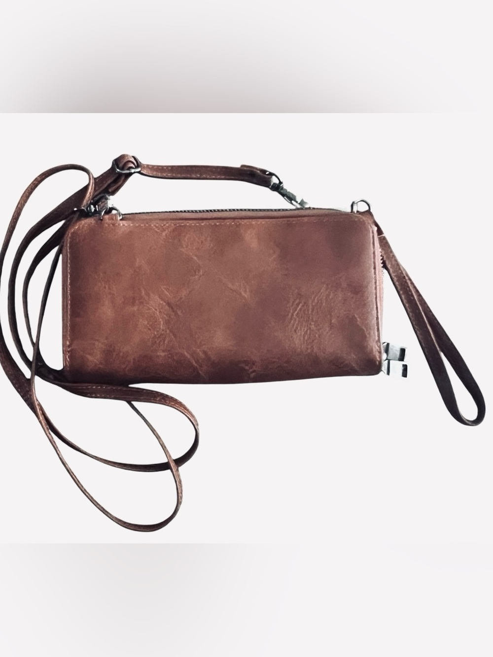 Sam & Hadley Studded Crossbody Wallet Wristlet Brown NWOT - Picture 3 of 5